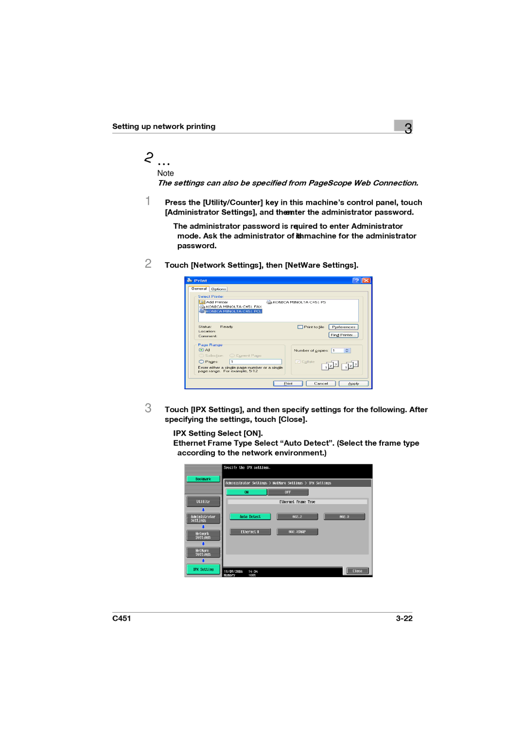 Konica Minolta C451 manual Settings can also be specified from PageScope Web Connection 