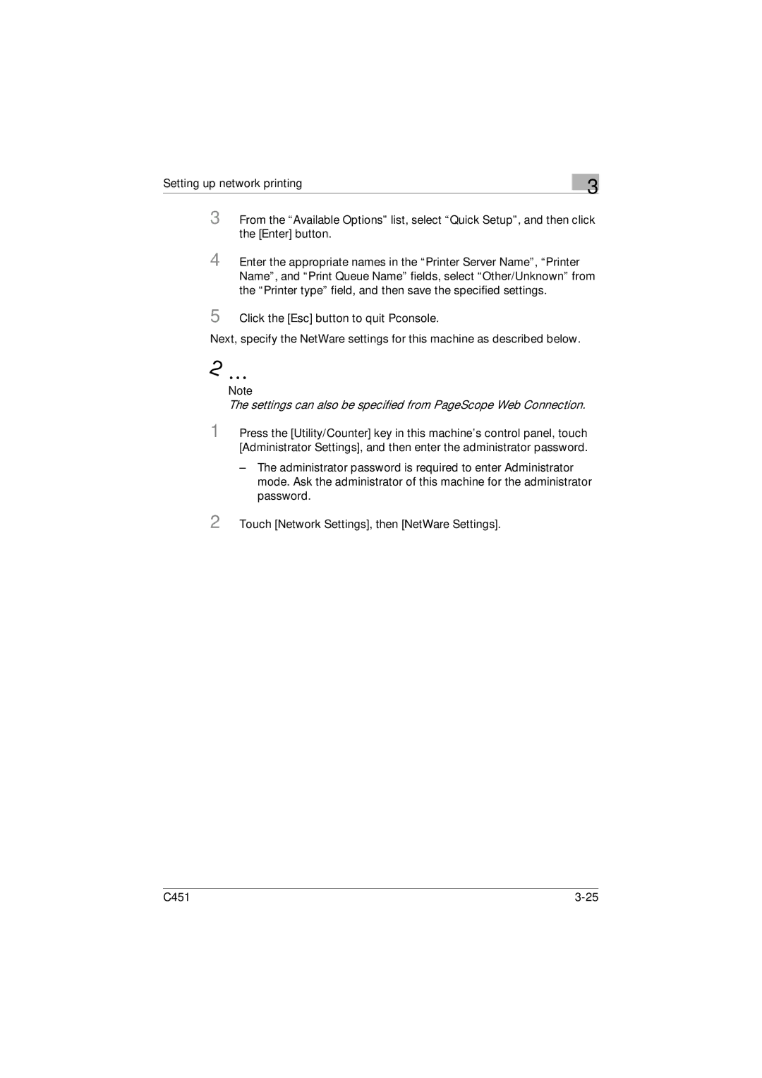 Konica Minolta C451 manual Settings can also be specified from PageScope Web Connection 