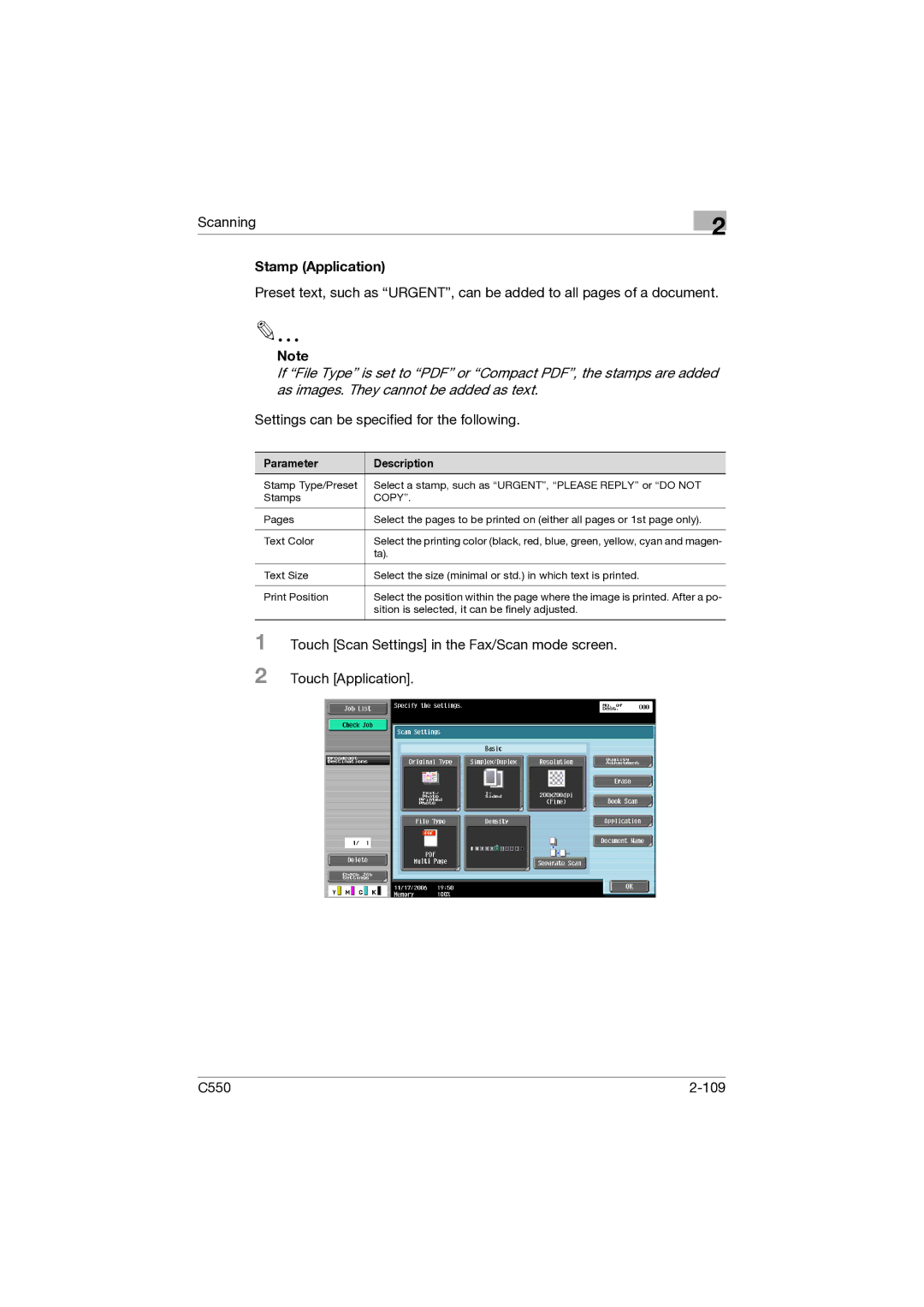 Konica Minolta C550 manual Stamp Application, Copy 