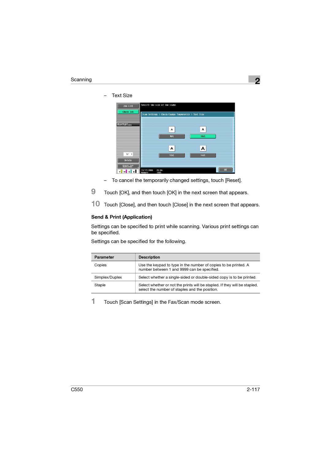 Konica Minolta C550 manual Send & Print Application 