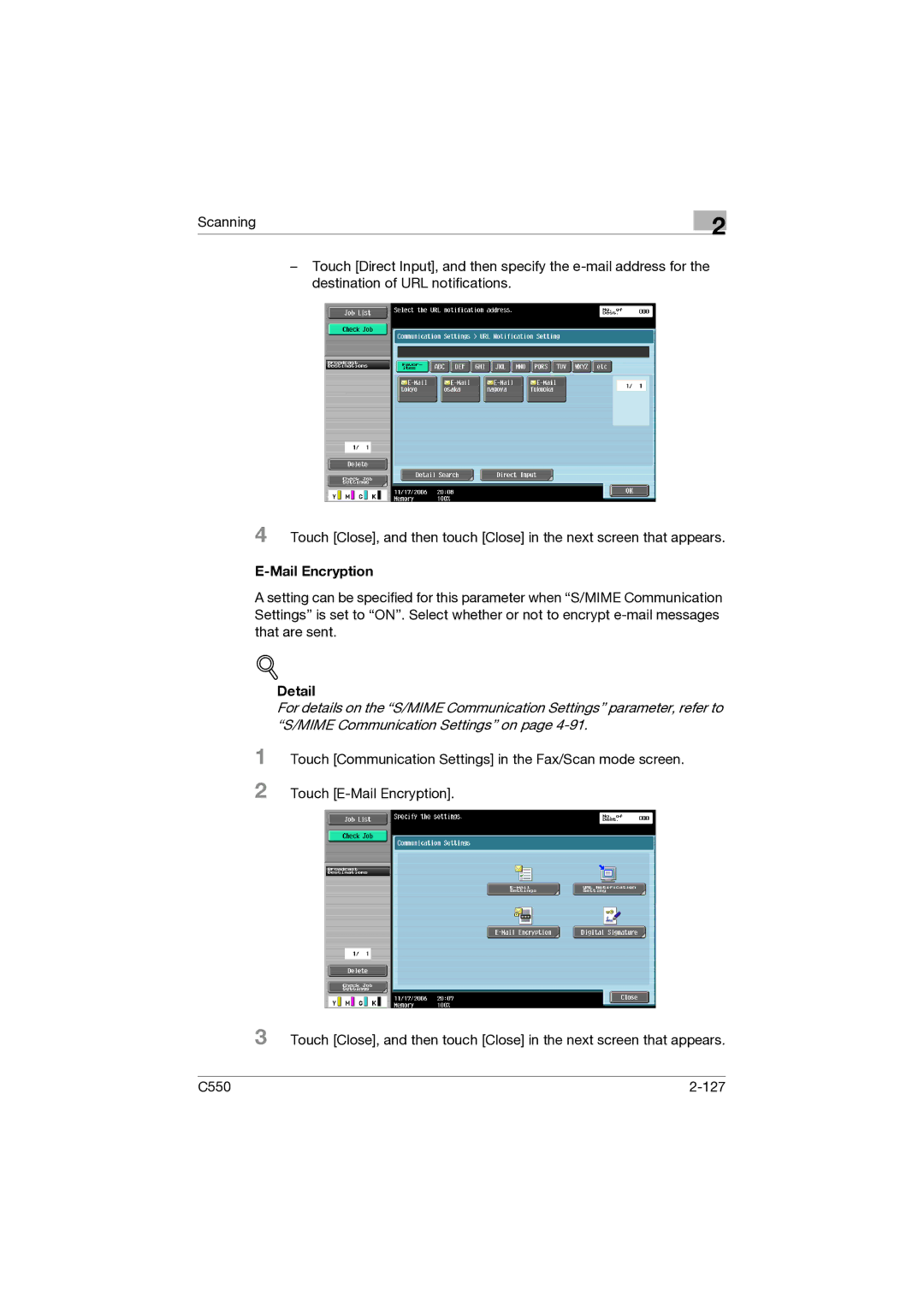 Konica Minolta C550 manual Mail Encryption 