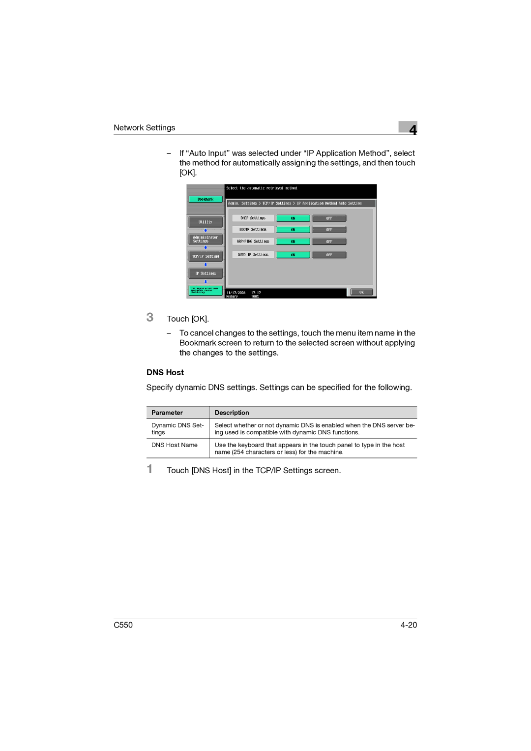 Konica Minolta C550 manual DNS Host 