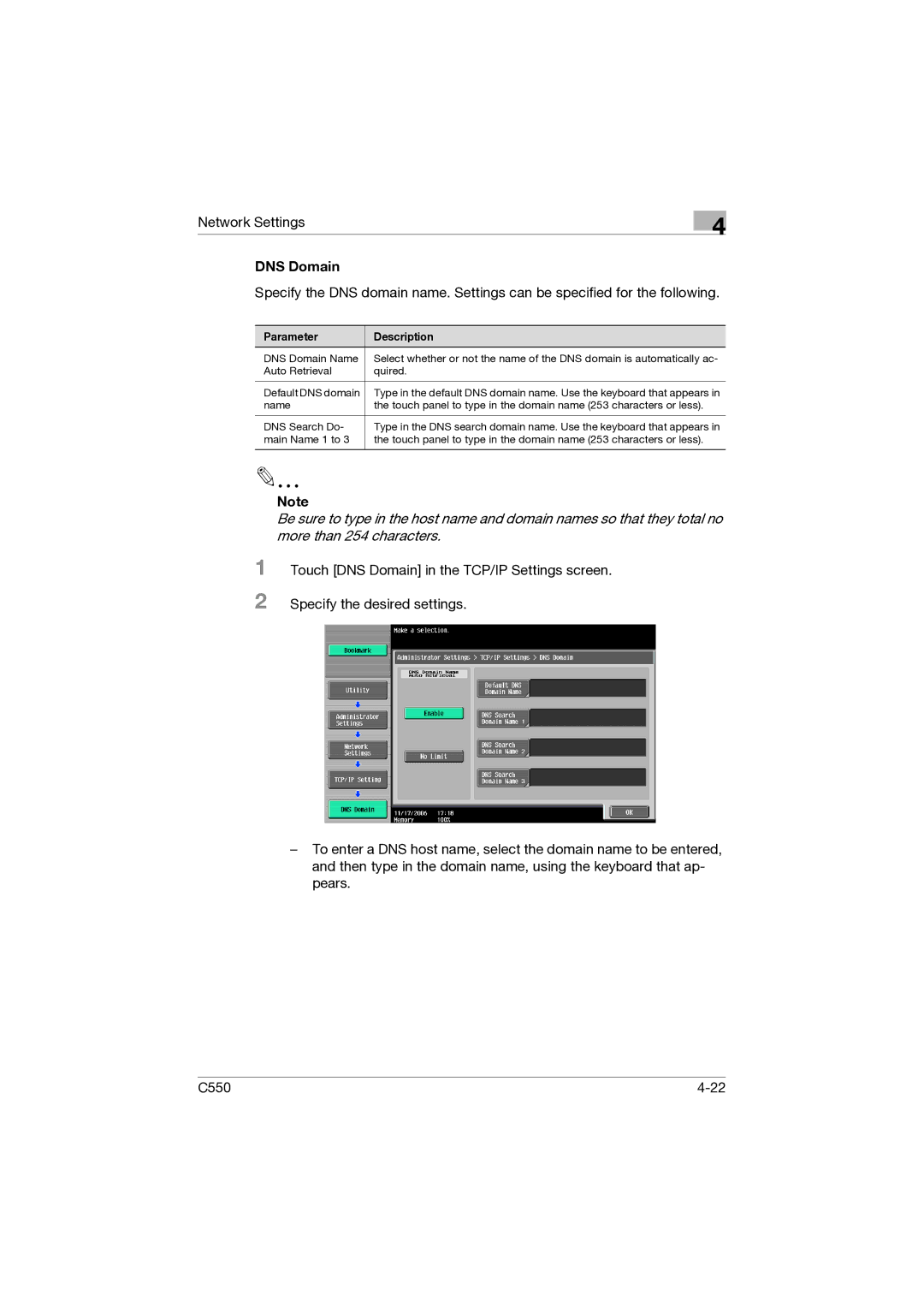 Konica Minolta C550 manual DNS Domain 