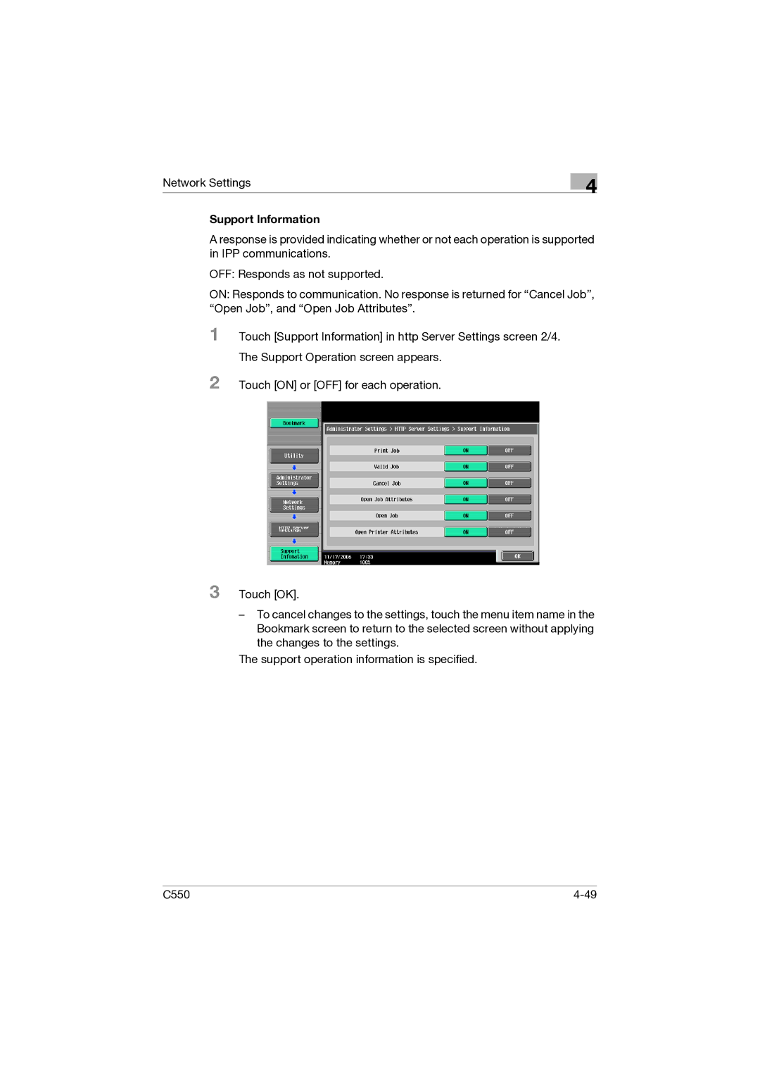 Konica Minolta C550 manual Support Information 