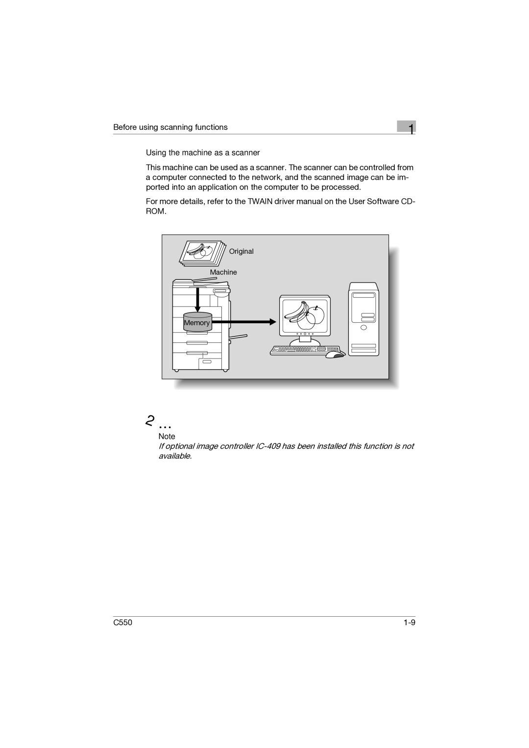 Konica Minolta C550 manual Using the machine as a scanner 