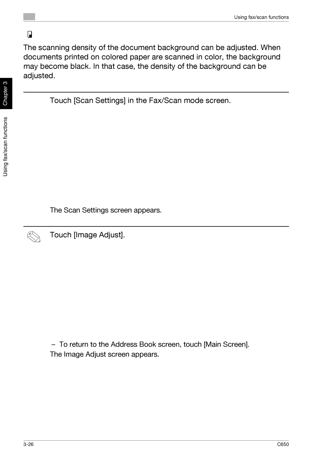 Konica Minolta C650 manual Background Removal Image Adjust, Touch Image Adjust 