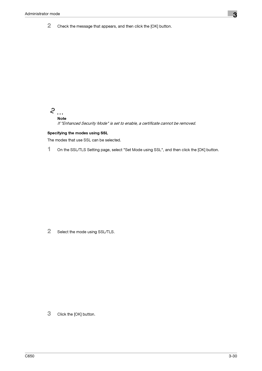 Konica Minolta C650 manual Specifying the modes using SSL 