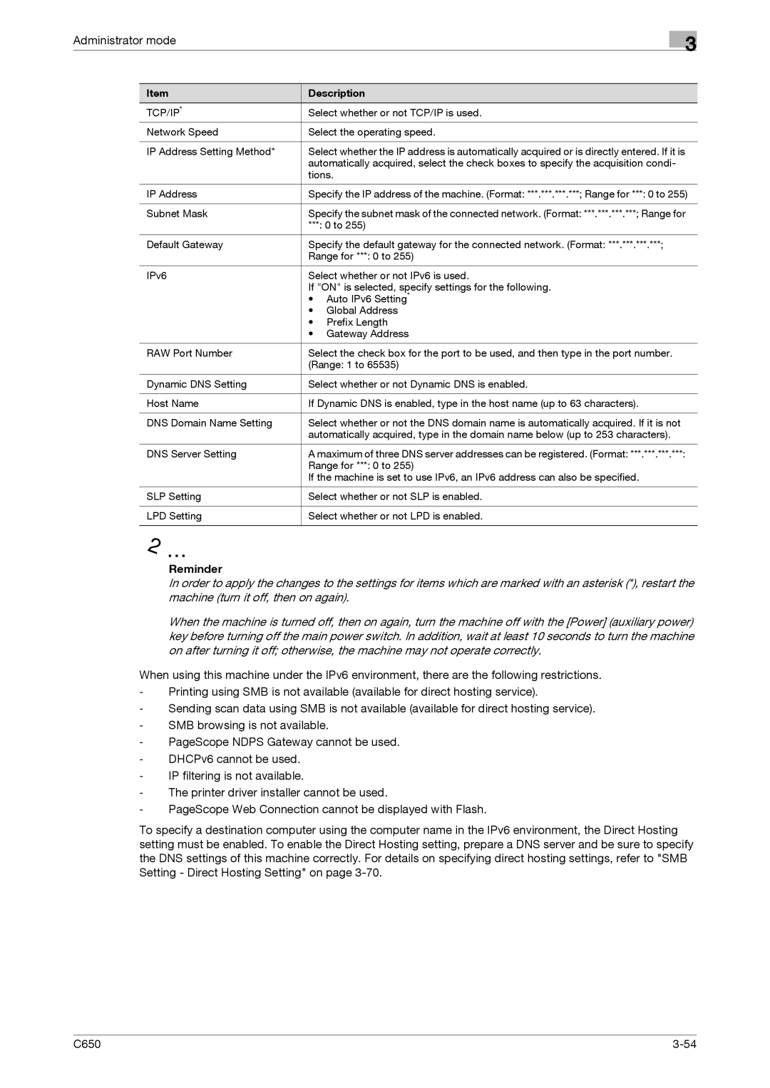 Konica Minolta C650 manual Tcp/Ip 