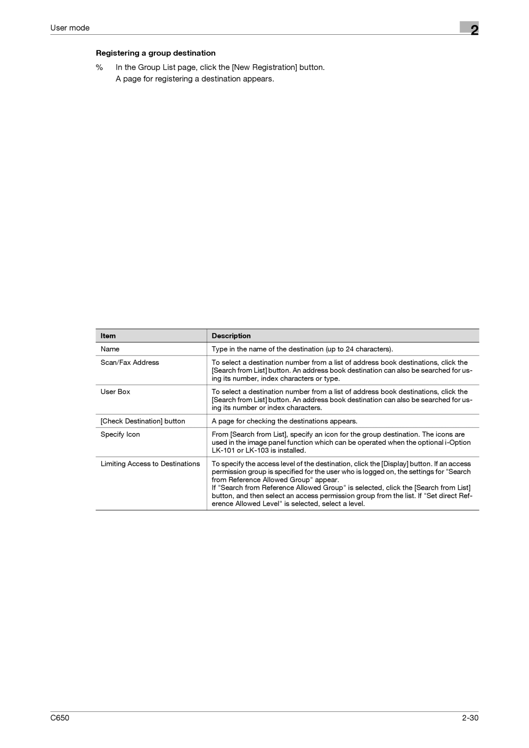 Konica Minolta C650 manual Registering a group destination 