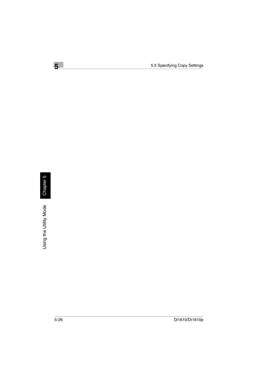 Konica Minolta Di1610p user manual Using the Utility Mode Chapter 