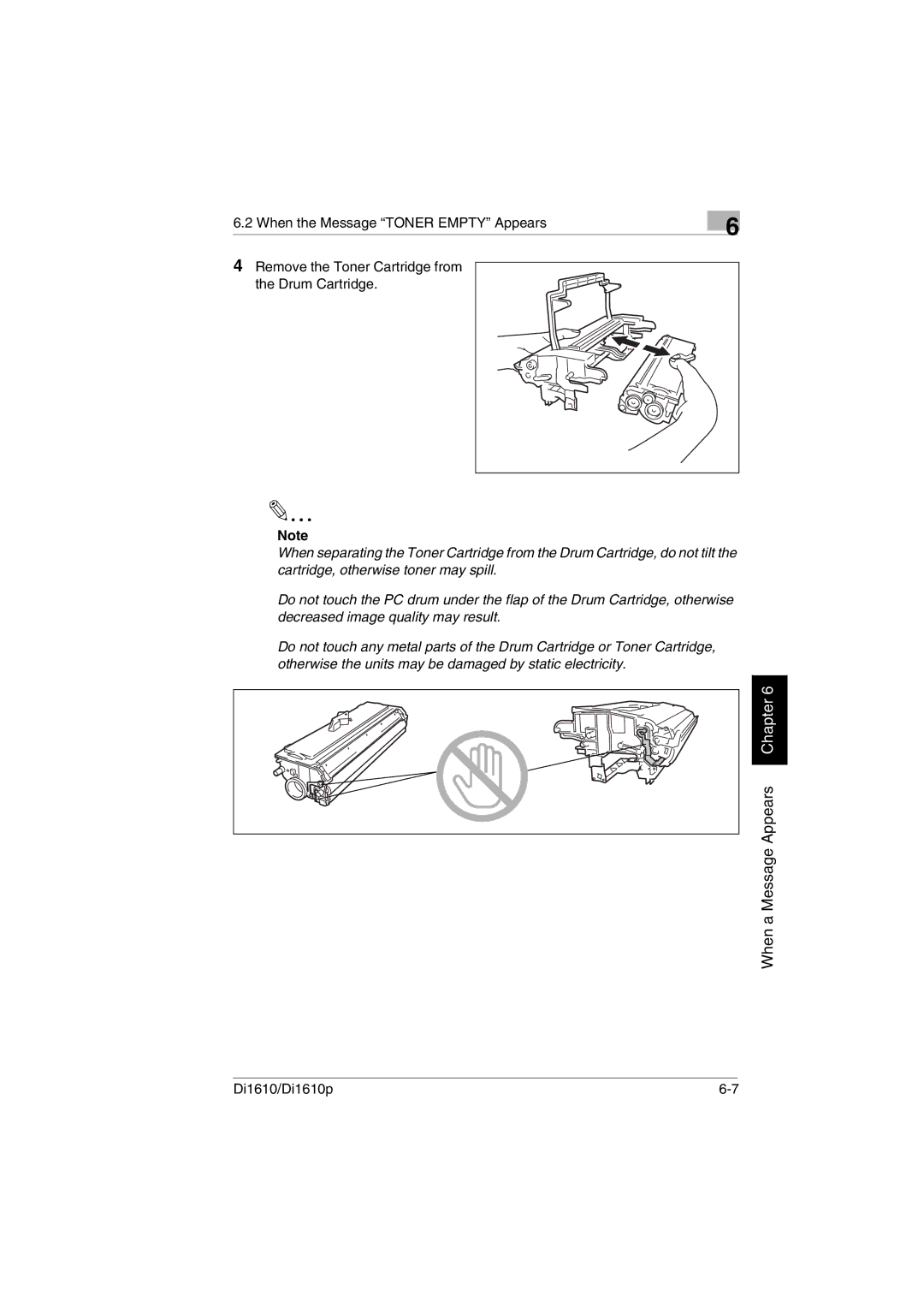 Konica Minolta Di1610p user manual When a Message Appears Chapter 