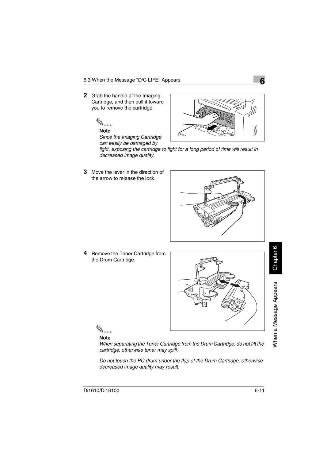 Konica Minolta Di1610p user manual Since the Imaging Cartridge can easily be damaged by 