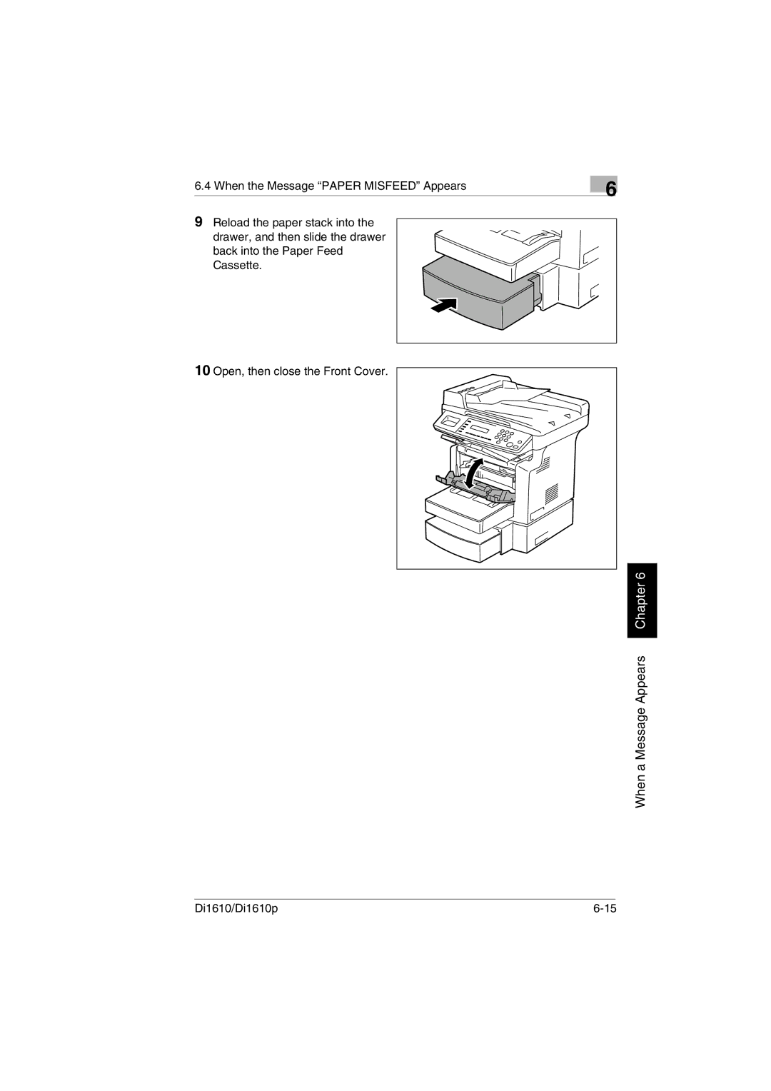 Konica Minolta Di1610p user manual When a Message Appears Chapter 