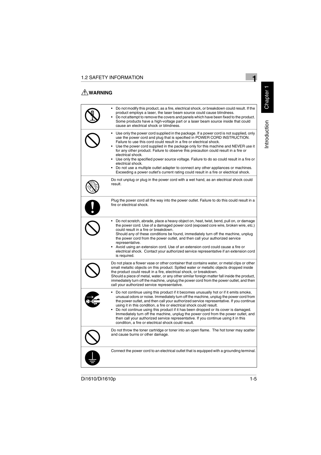 Konica Minolta Di1610p user manual Introduction Chapter 