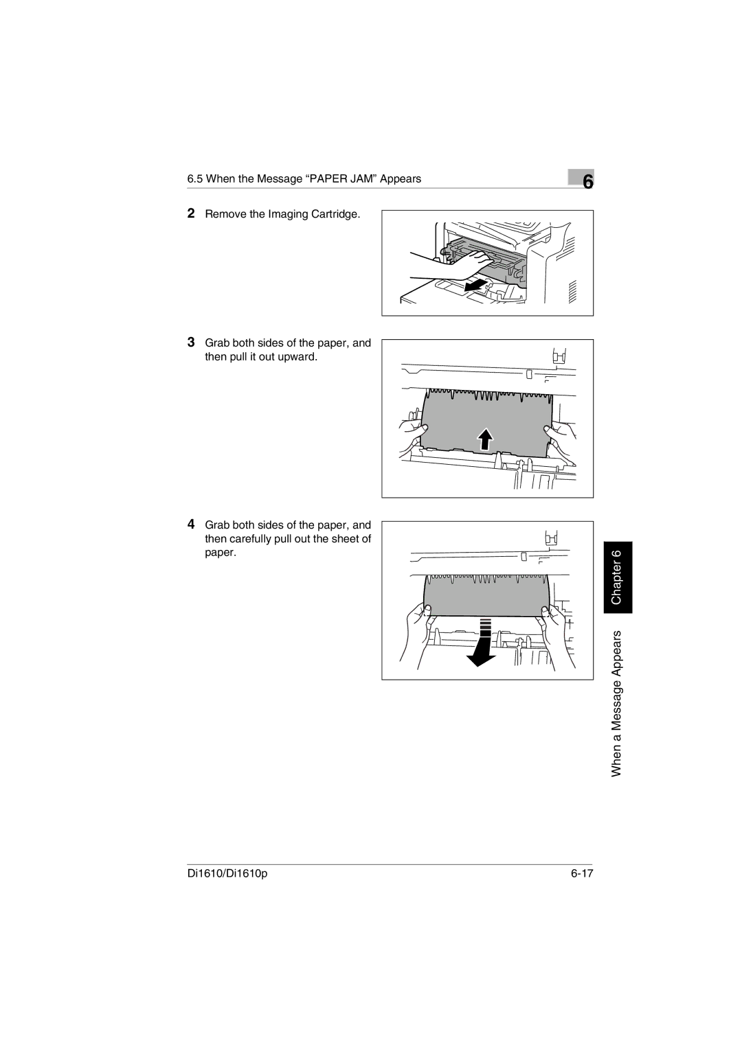 Konica Minolta Di1610p user manual When a Message Appears Chapter 