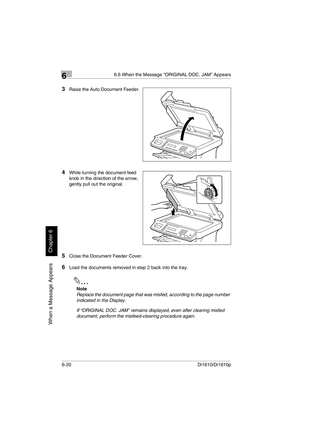 Konica Minolta Di1610p user manual When a Message Appears Chapter 