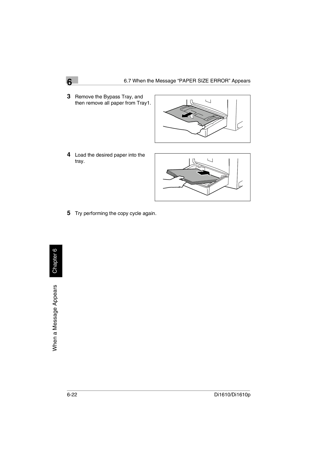 Konica Minolta Di1610p user manual When a Message Appears Chapter 