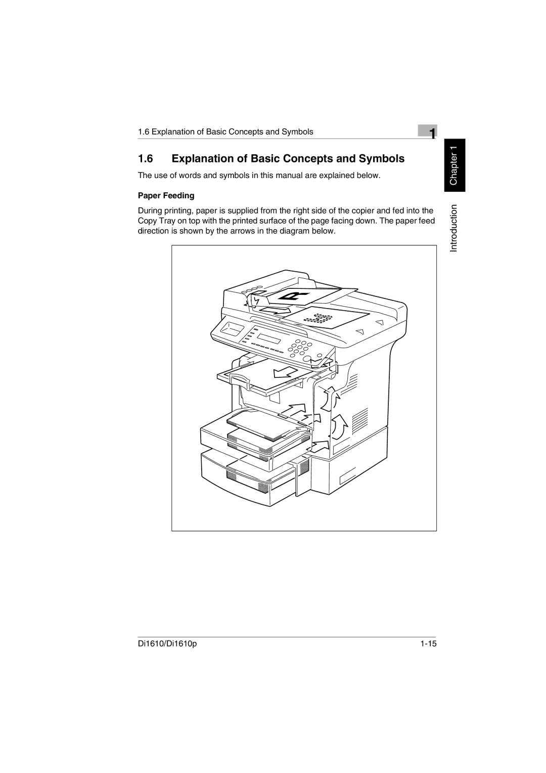 Konica Minolta Di1610p user manual Explanation of Basic Concepts and Symbols, Paper Feeding 