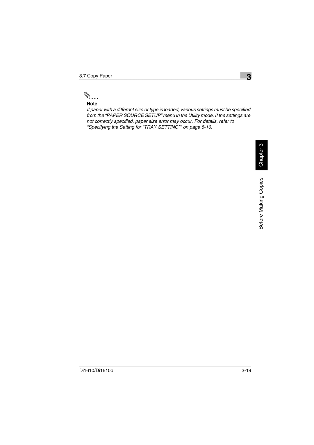 Konica Minolta Di1610p user manual Before Making Copies Chapter 