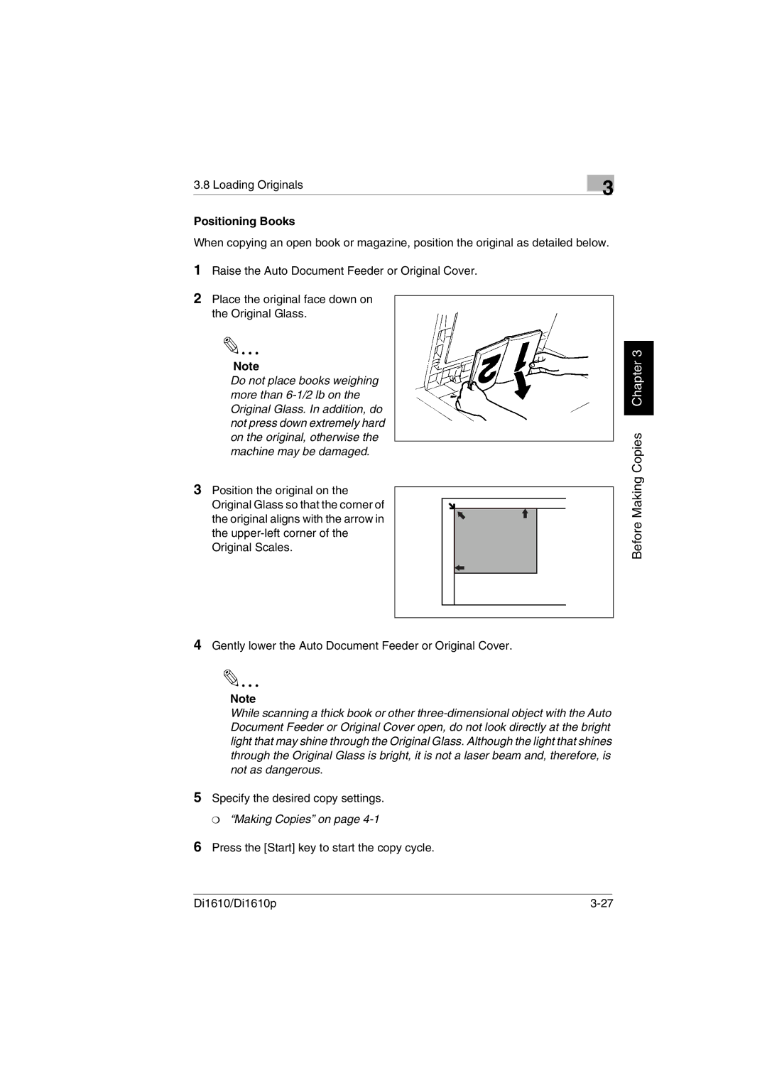 Konica Minolta Di1610p user manual Positioning Books 