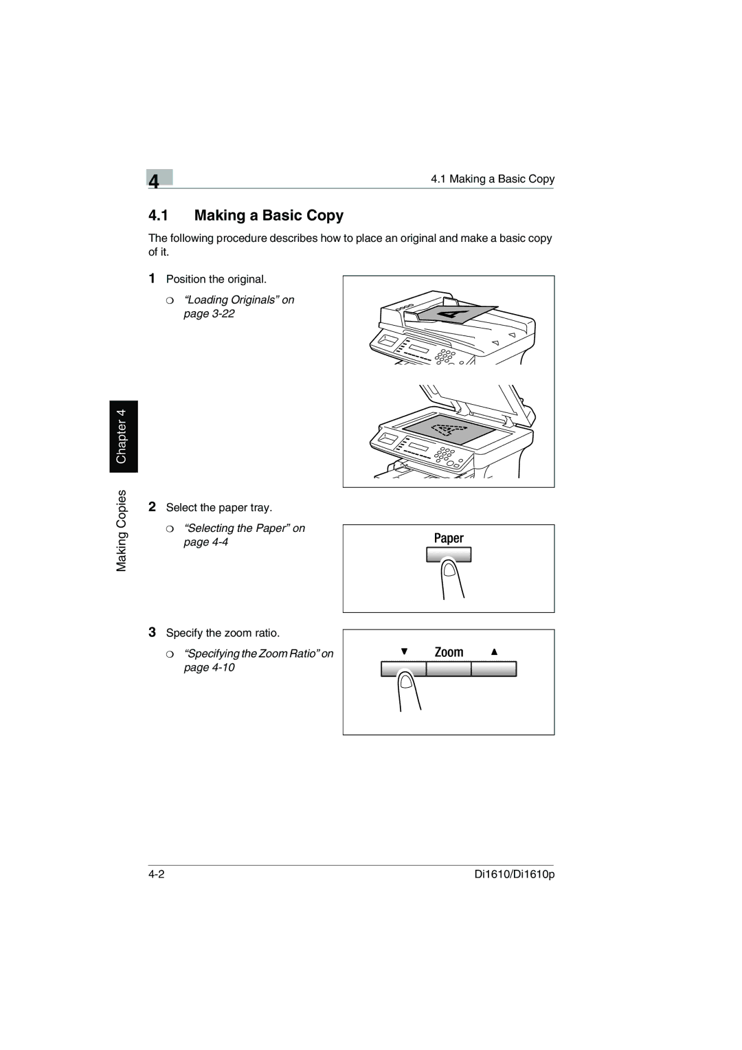 Konica Minolta Di1610p user manual Making a Basic Copy 