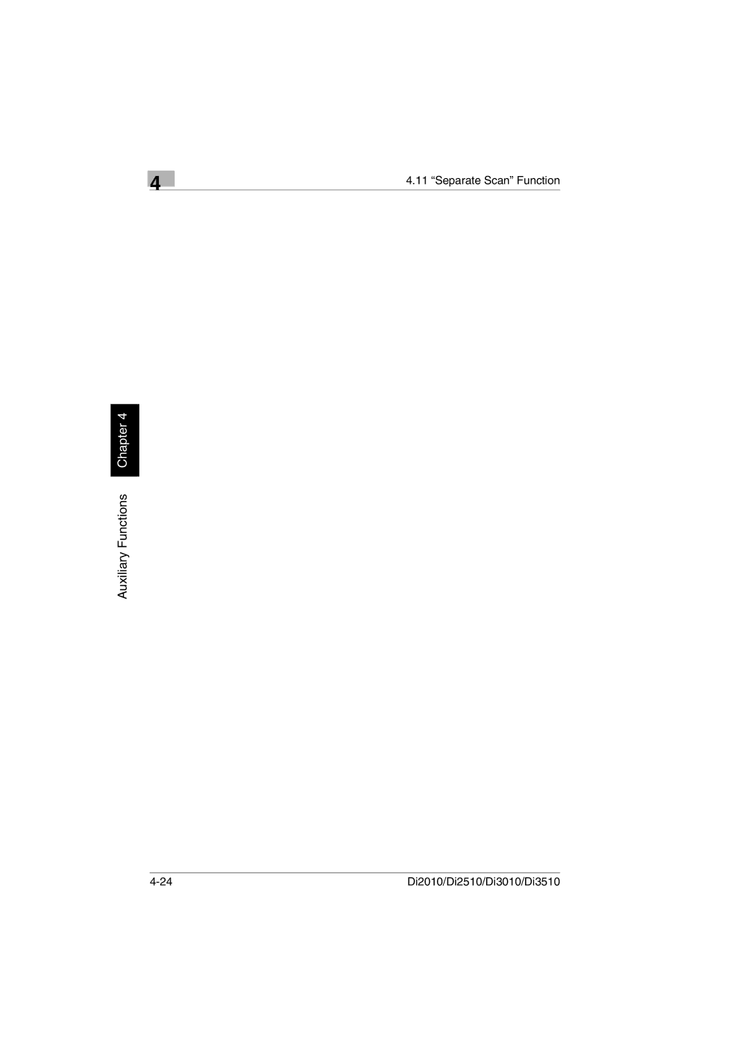 Konica Minolta Di2010 user manual Auxiliary Functions Chapter 