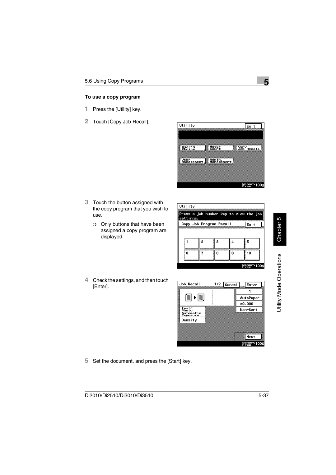 Konica Minolta Di2010 user manual To use a copy program 