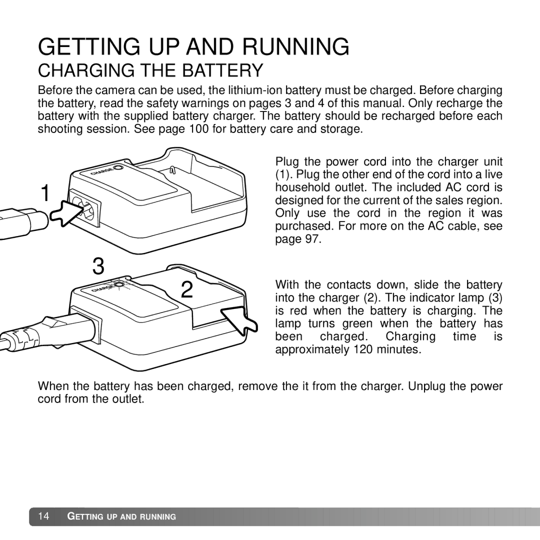 Konica Minolta DiMAGE G600 instruction manual Getting UP and Running, Charging the Battery 