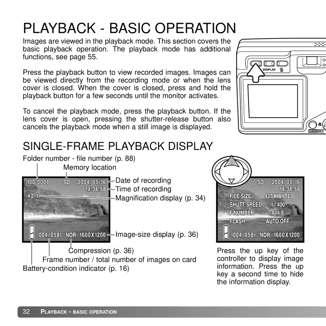 Konica Minolta DiMAGE G600 instruction manual Playback Basic Operation 