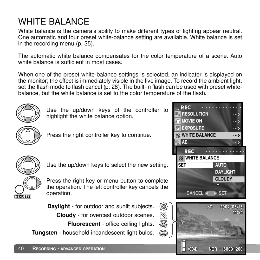 Konica Minolta DiMAGE G600 instruction manual White Balance 