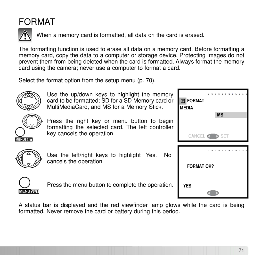 Konica Minolta DiMAGE G600 instruction manual Format 