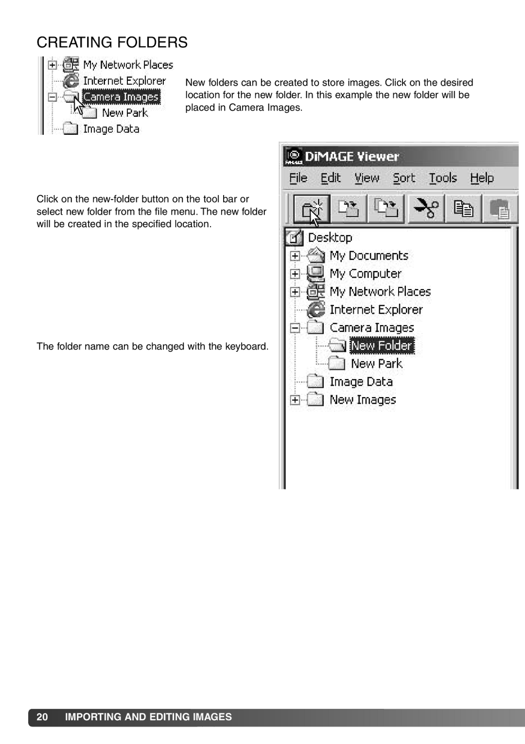 Konica Minolta DiMAGE Viewer instruction manual Creating Folders 