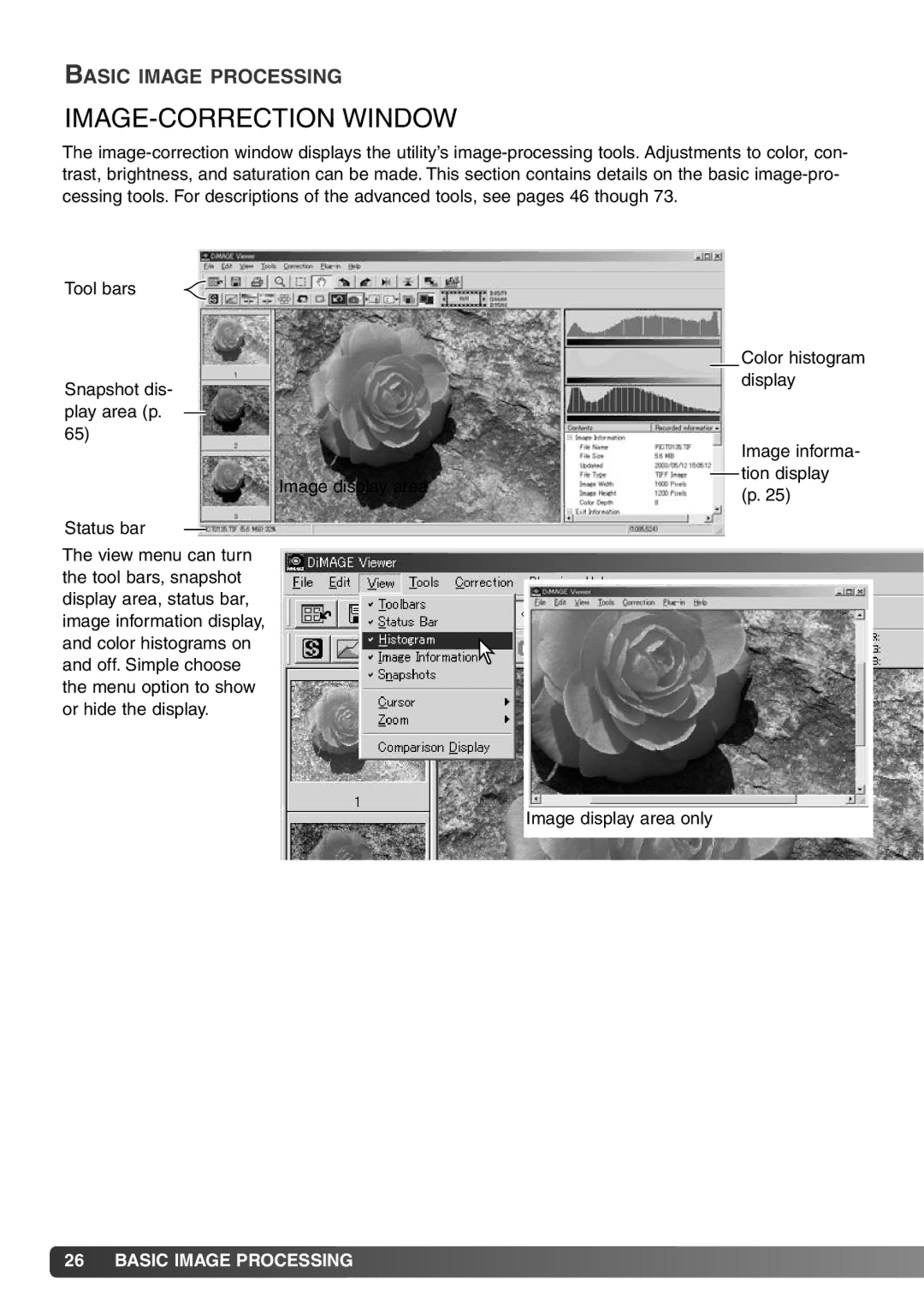 Konica Minolta DiMAGE Viewer instruction manual IMAGE-CORRECTION Window 