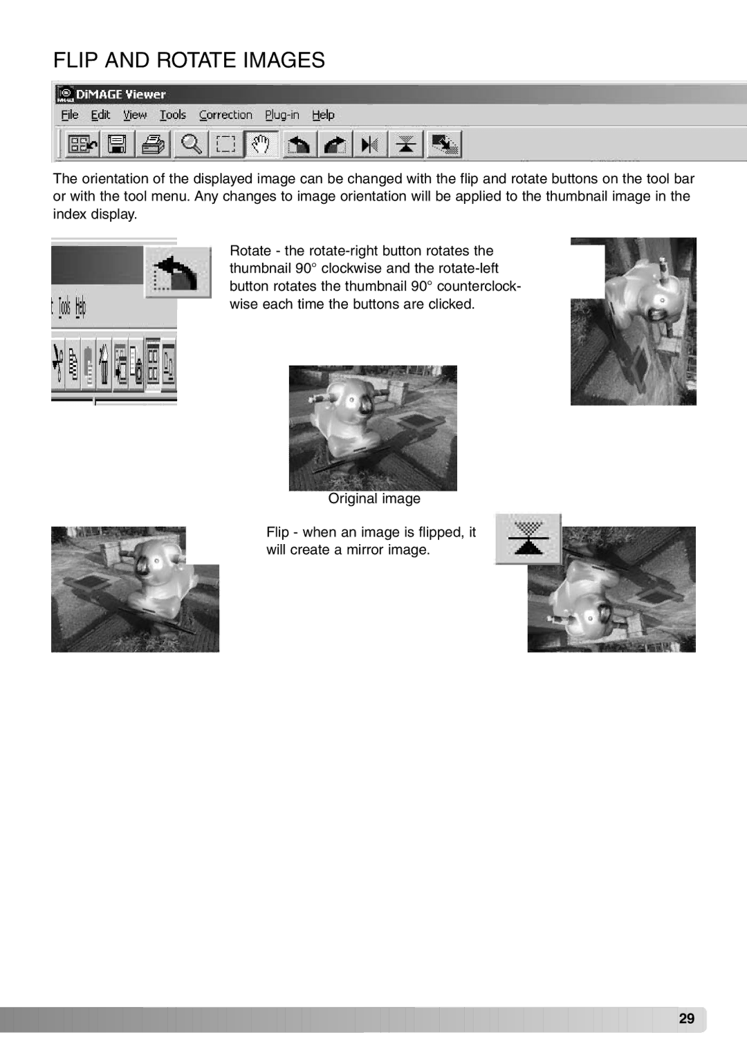 Konica Minolta DiMAGE Viewer instruction manual Flip and Rotate Images 