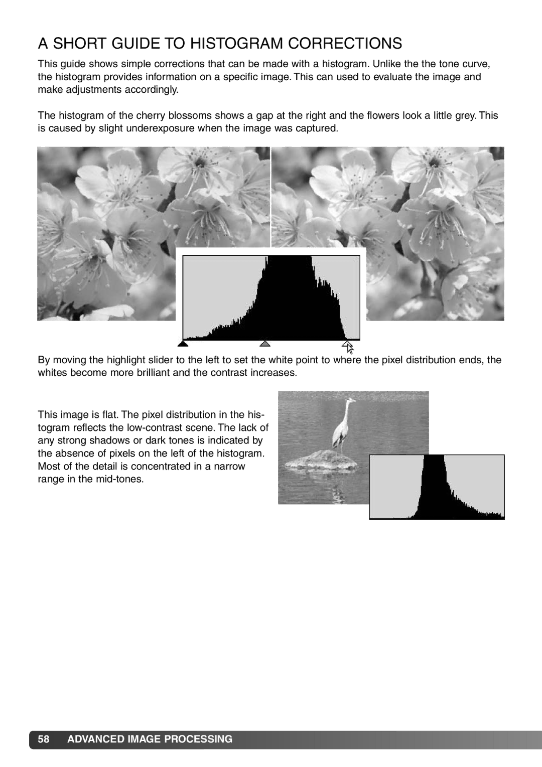 Konica Minolta DiMAGE Viewer instruction manual Short Guide to Histogram Corrections 