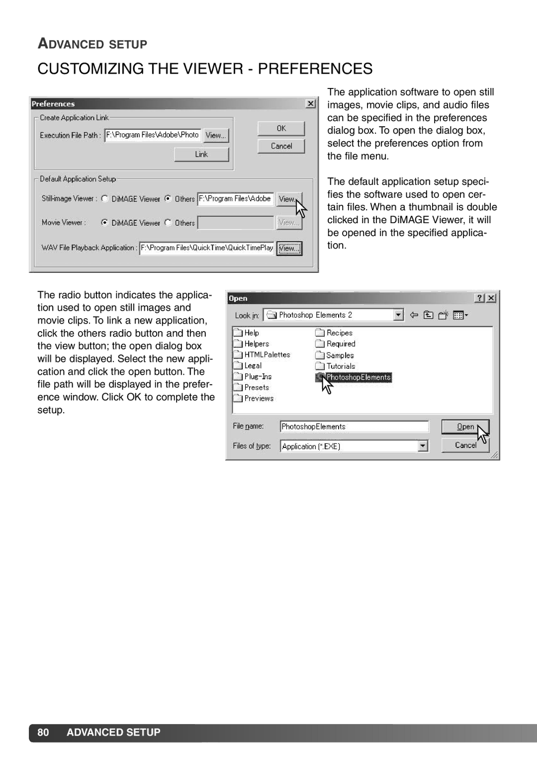 Konica Minolta DiMAGE Viewer instruction manual Customizing the Viewer Preferences, Advanced Setup 