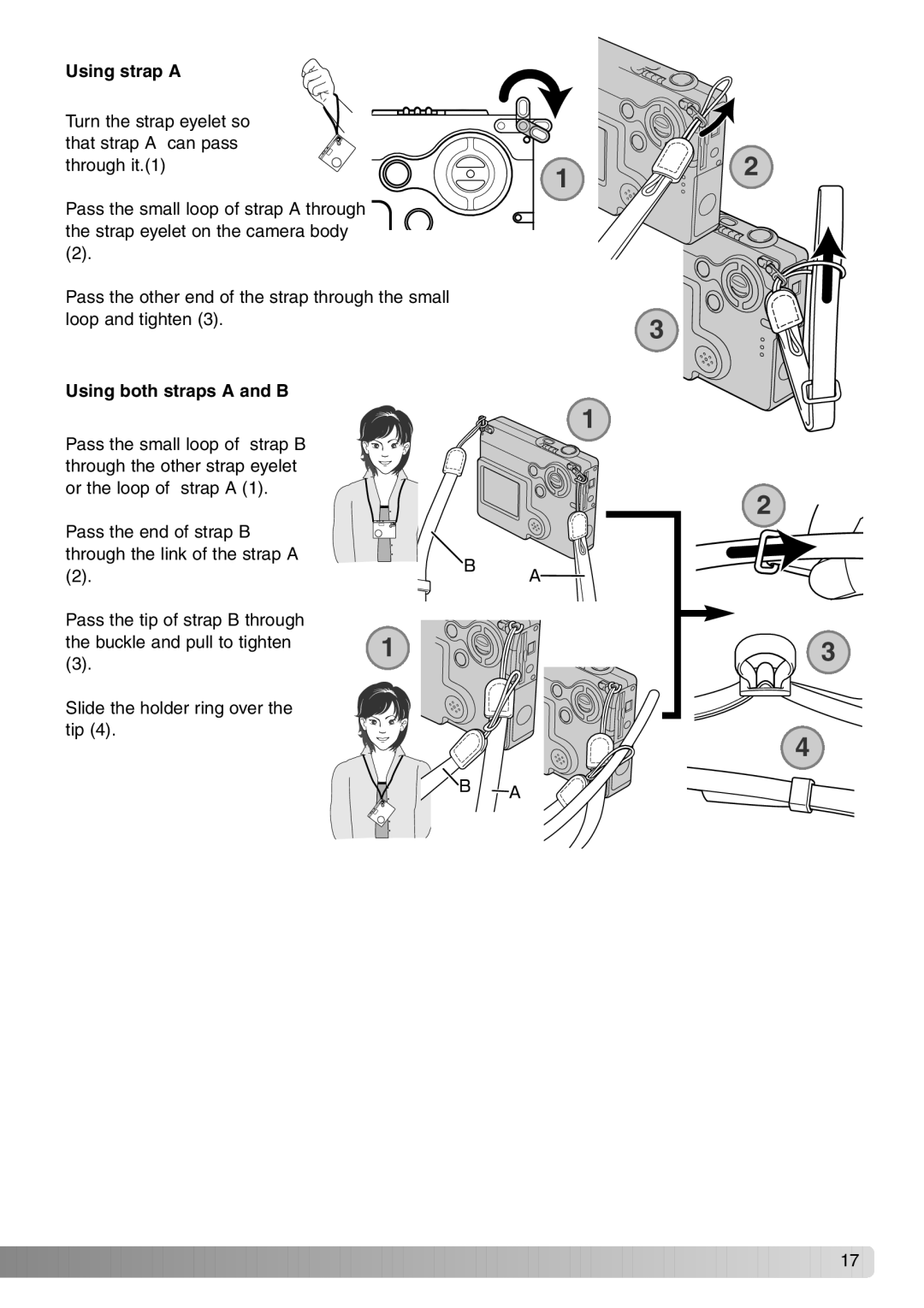 Konica Minolta Dimage X20 instruction manual Using strap a 