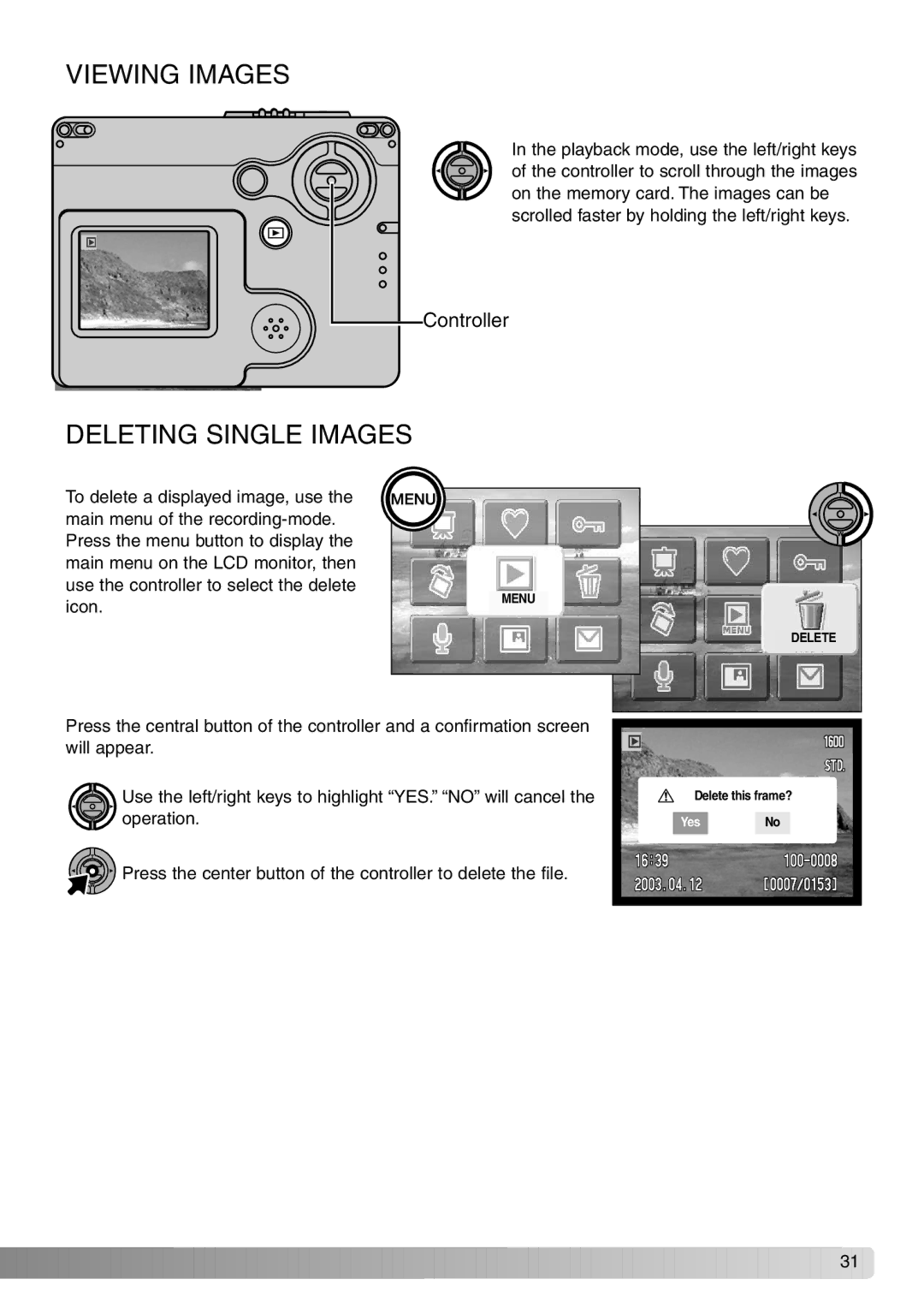 Konica Minolta Dimage X20 instruction manual Viewing Images, Deleting Single Images 