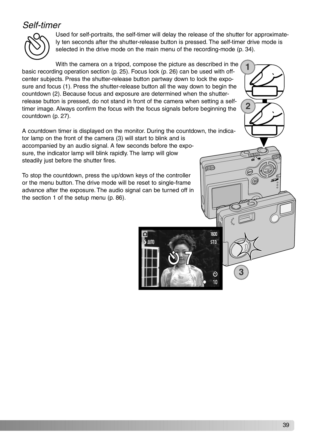 Konica Minolta Dimage X20 instruction manual Self-timer 