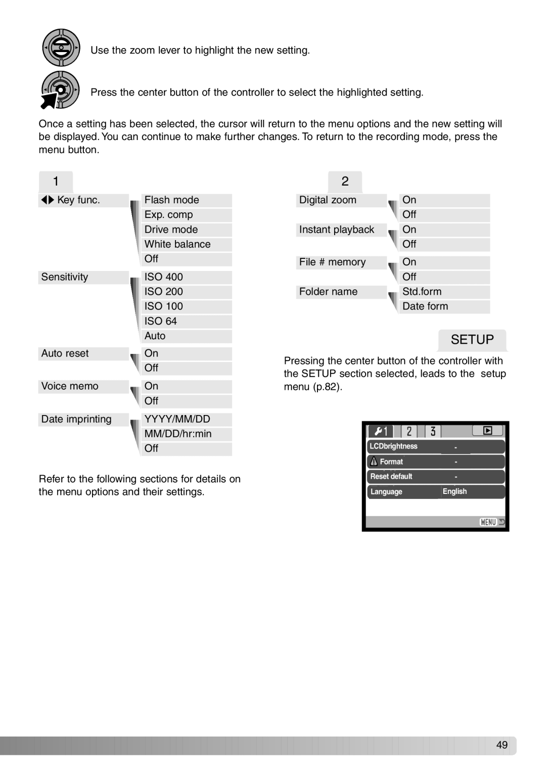 Konica Minolta Dimage X20 instruction manual Setup 