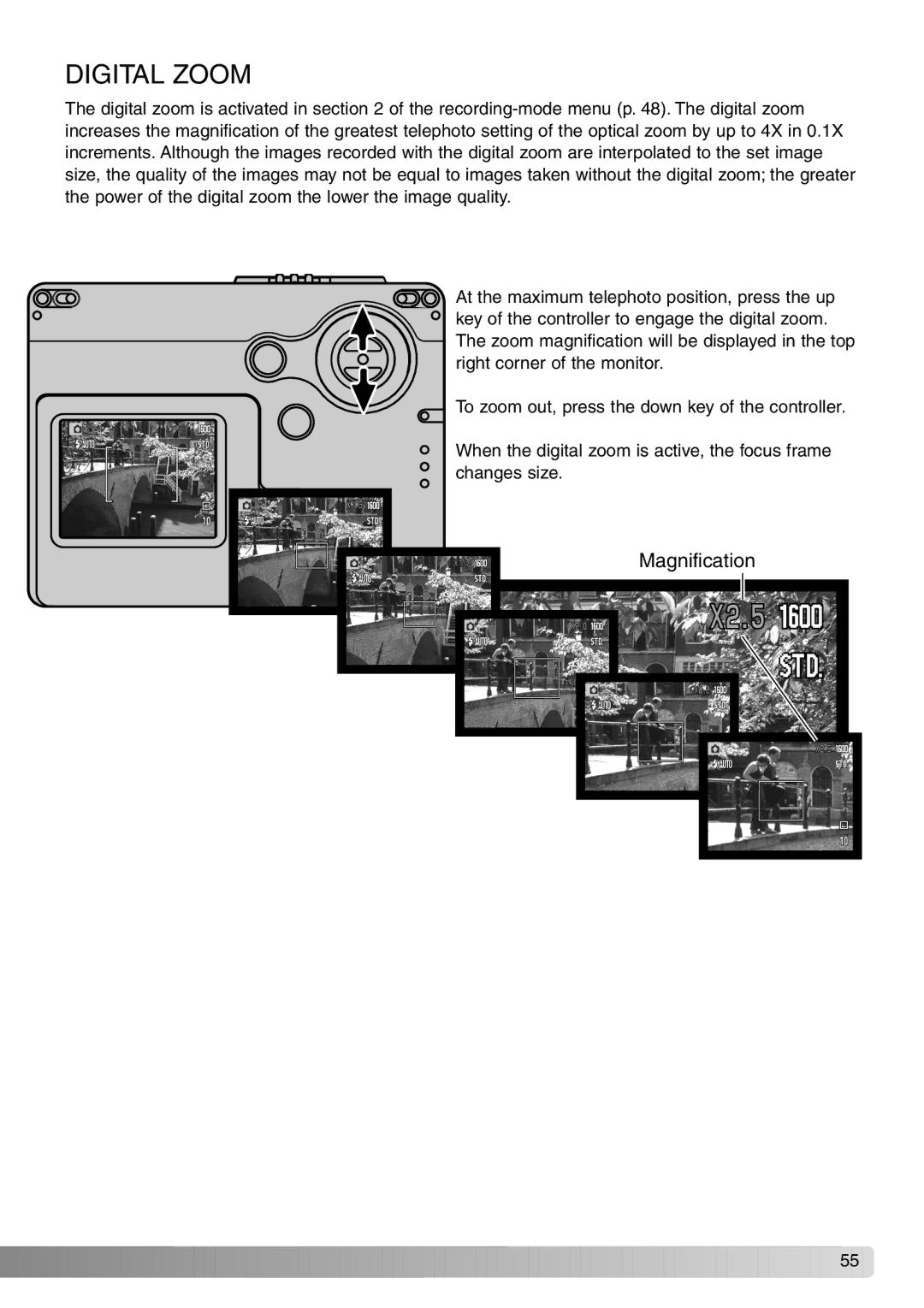 Konica Minolta Dimage X20 instruction manual Digital Zoom, Magnification 