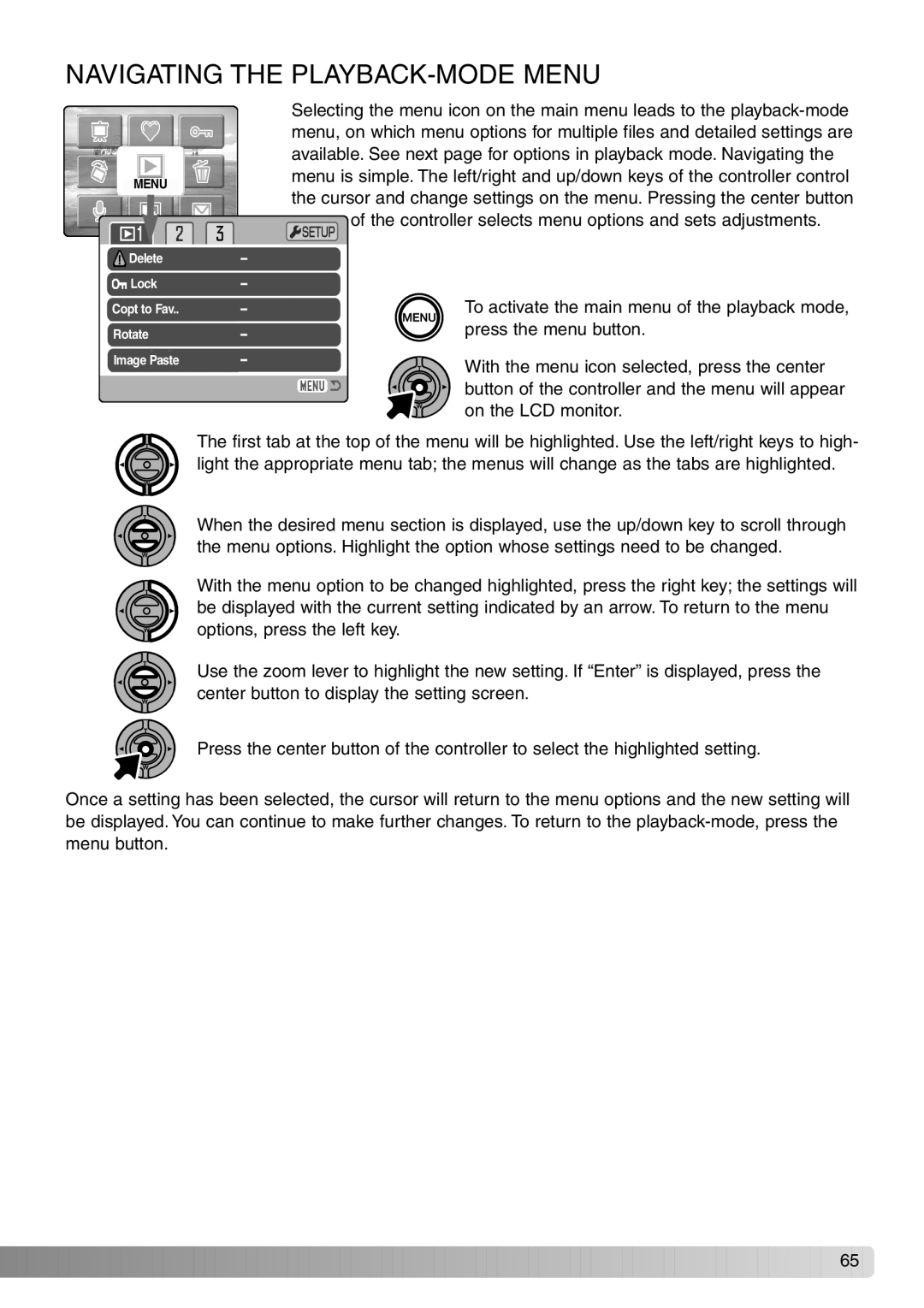 Konica Minolta Dimage X20 instruction manual Navigating the PLAYBACK-MODE Menu 