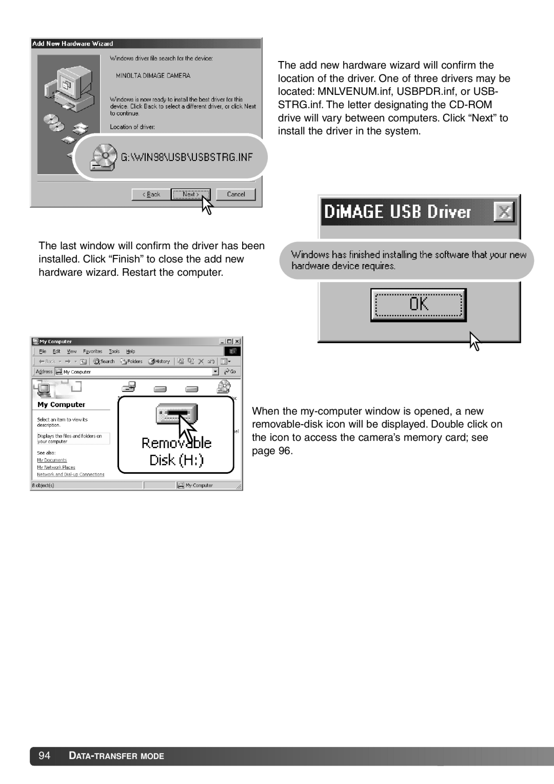 Konica Minolta Dimage X20 instruction manual DATA-TRANSFER Mode 