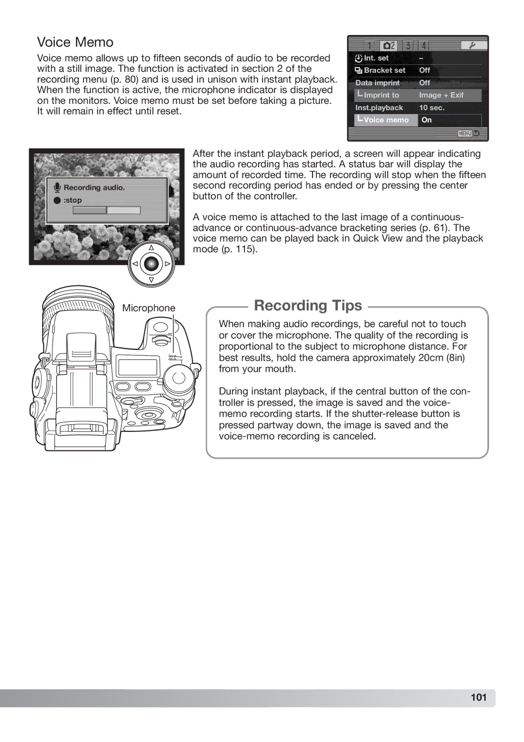 Konica Minolta DiMAGE_A2 instruction manual Voice Memo, 101 