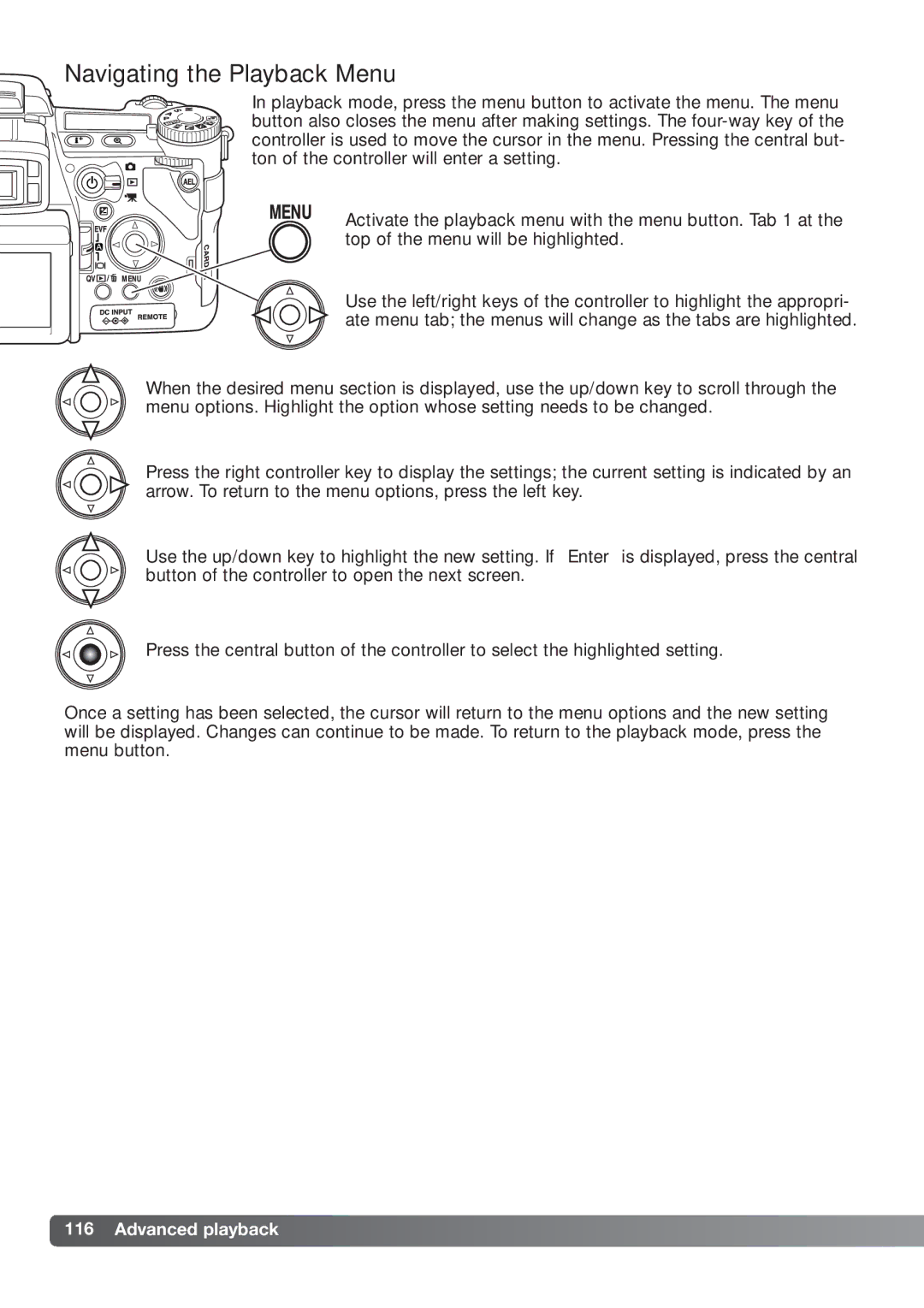 Konica Minolta DiMAGE_A2 instruction manual Navigating the Playback Menu, Advanced playback 