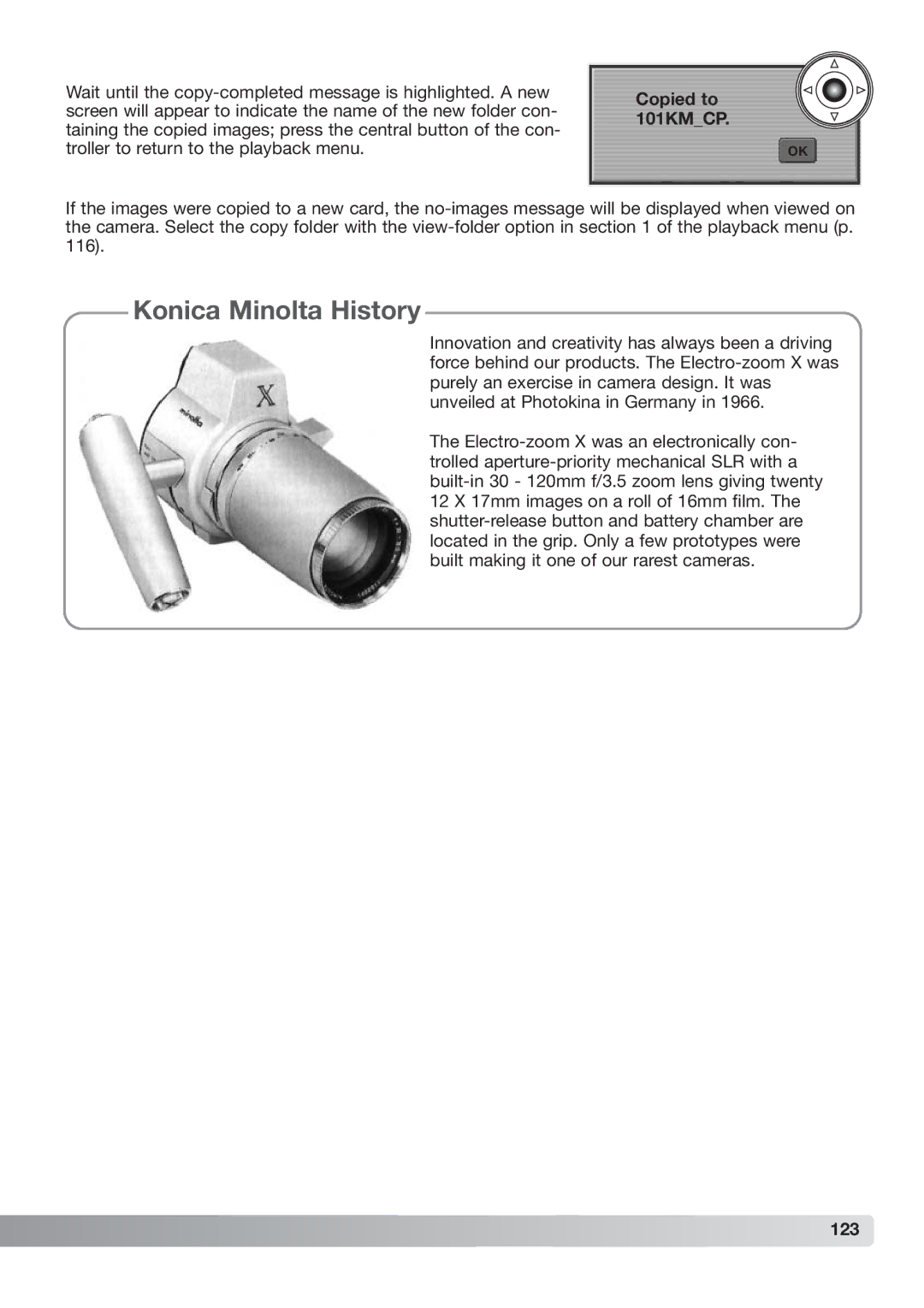 Konica Minolta DiMAGE_A2 instruction manual Copied to 101KMCP, 123 