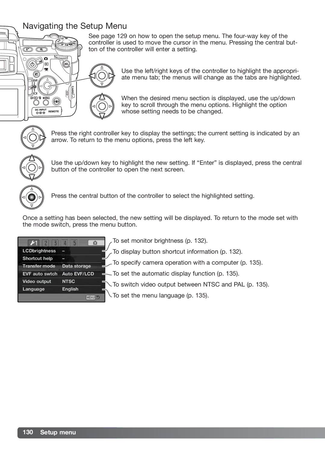 Konica Minolta DiMAGE_A2 instruction manual Navigating the Setup Menu, Setup menu 