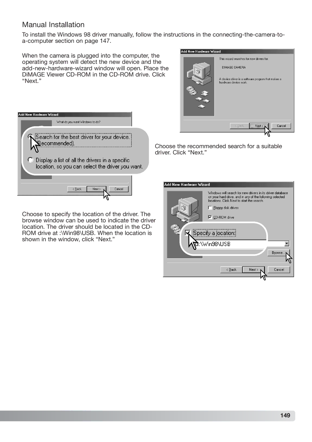 Konica Minolta DiMAGE_A2 instruction manual Manual Installation, 149 