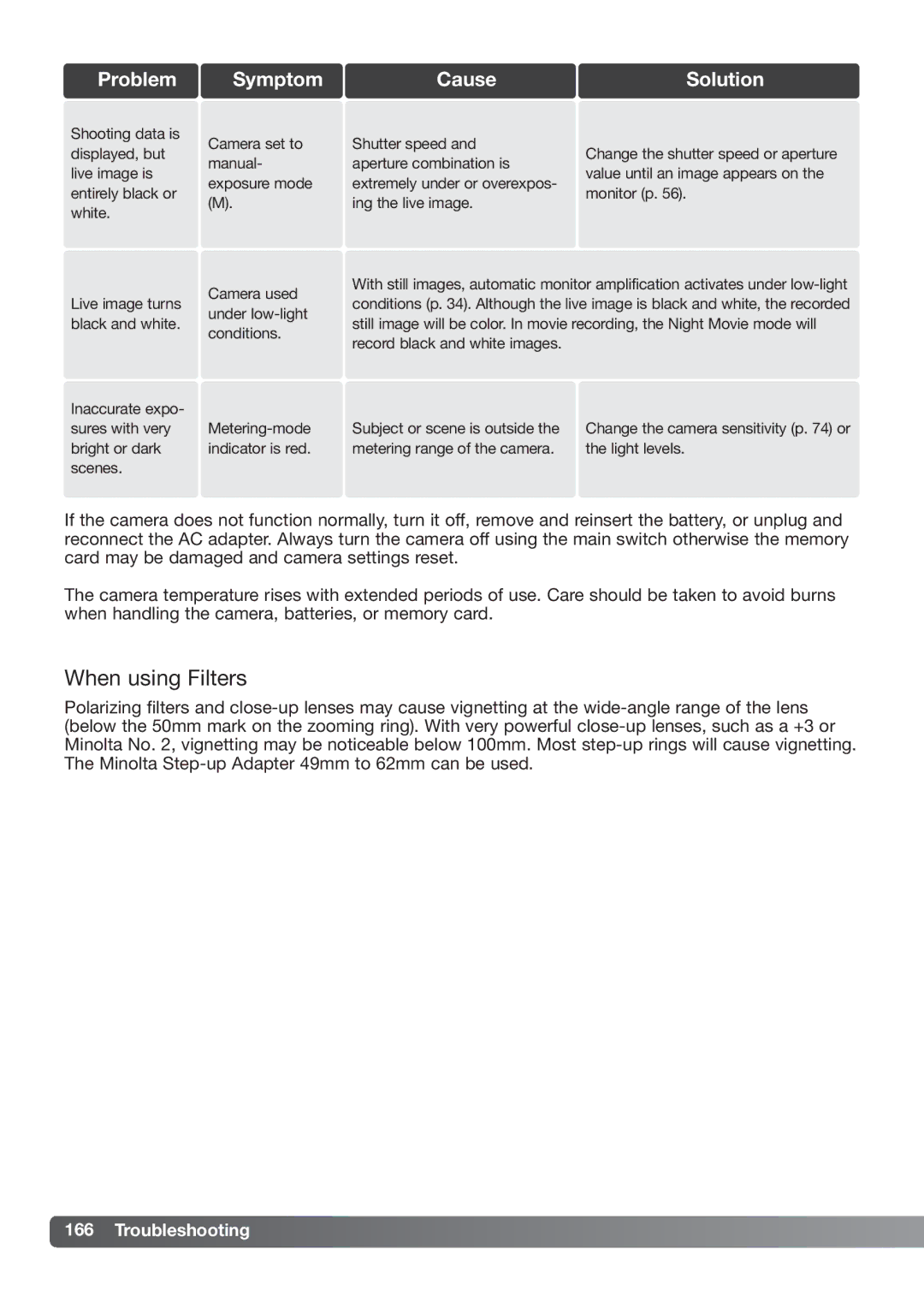 Konica Minolta DiMAGE_A2 instruction manual When using Filters 