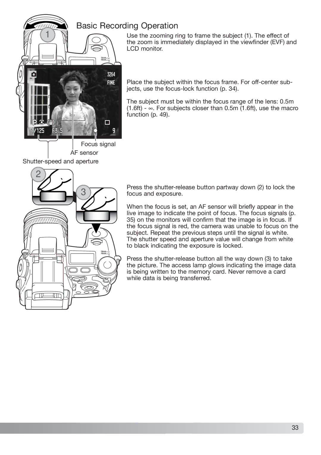 Konica Minolta DiMAGE_A2 instruction manual Basic Recording Operation 